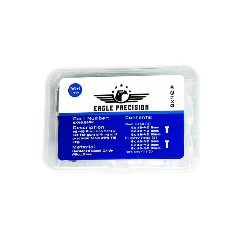 Eagle Precision #8-40 Screw Set | 36 Pcs of 8-40 Screws: 6mm, 8mm, 10mm for Precision Tools, Plates, and Mounts | Includes Oval & Standard Heads, Torx Key - Image 4